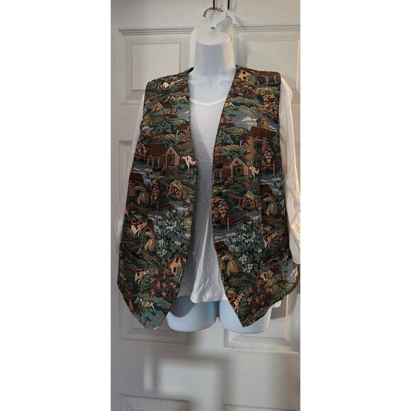 Karen Scott Tapestry Vest Button Front Sleeveless Top - Picture 3 of 7